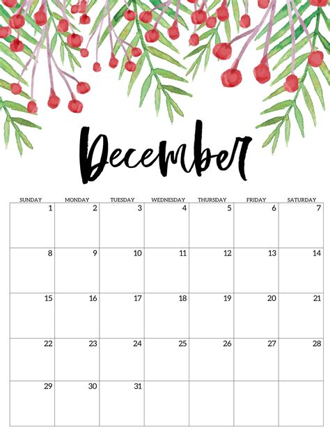 Monthly December 2019 Calendar Template Calendar Printables Calendar