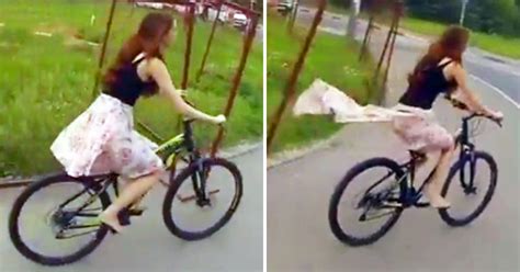 Cycling Girl Loses Her Skirt Funny Video Ebaums World