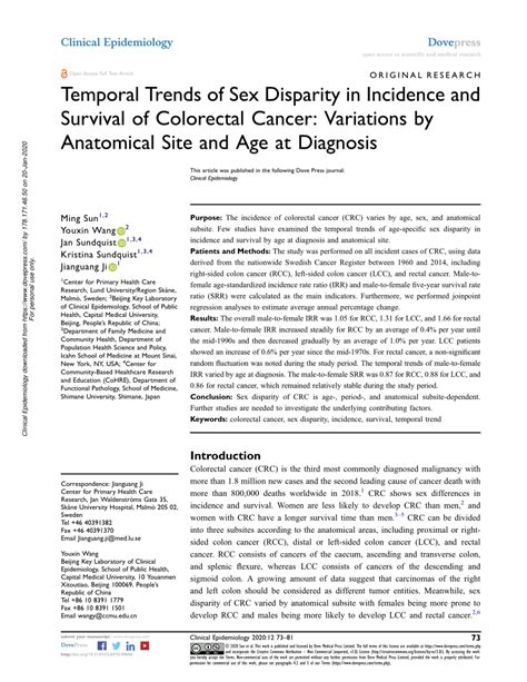 Pdf Temporal Trends Of Sex Disparity In Incidence And Survival Of
