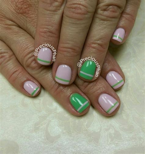 Pink And Green Nails St Patricks Day And Easter Ready