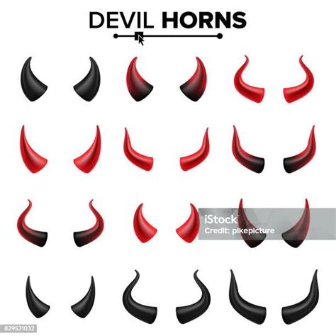 Devil Horns Set Vector Good For Halloween Party Satan Horns Symbol