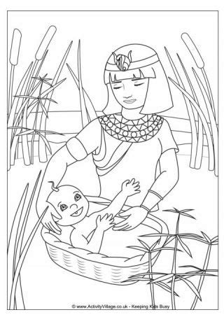 Baby moses basket coloring page. Moses in the Basket Colouring Page | Bible coloring pages ...