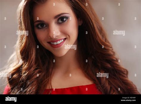 Woman In Red Dress Stock Photo Alamy