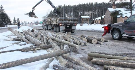Logging Truck Spills Load On Highway 63 Hayward Sawyer County Record