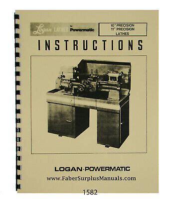 Logan Powermatic 10 11 Precision Lathes Instruction Manual 1582 EBay