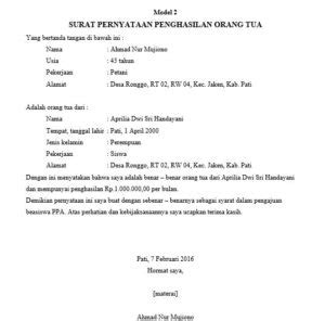 Salah satunya adalah mengajukan surat permohonan penggantian nama atau perbaikan nama pada akta kelahiran yang ditujukan ke pengadilan negeri dimana ia berdomisili; 10+ Contoh Surat Keterangan Penghasilan Orang Tua ...