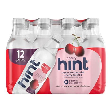 Hint Sparkling Water Hint Water Cherry Pack Of 12 16 Ounce Bottles