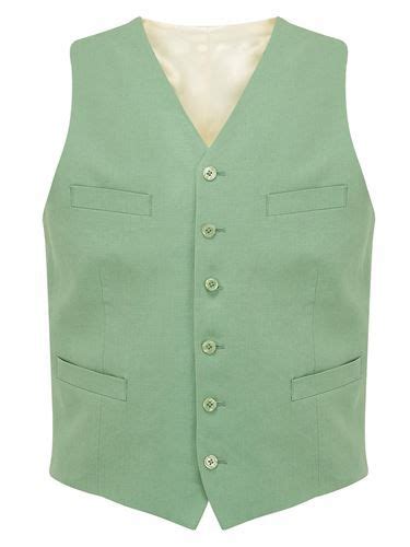 Green Linen Single Breasted Waistcoat From Harvie And Hudson Waistcoat