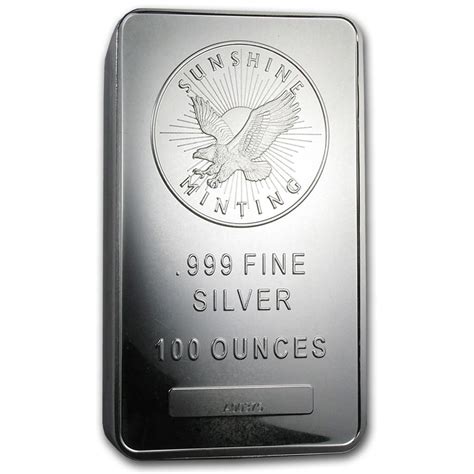 Buy 100 Oz Silver Bar Sunshine Mint Mark Si Apmex