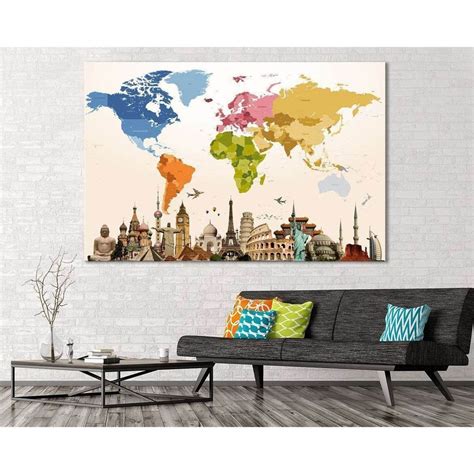 world map №109 ready to hang canvas print zellart canvas prints