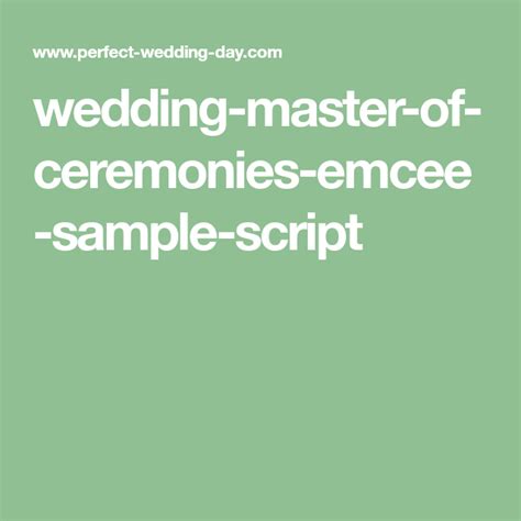 Wedding Master Of Ceremonies Emcee Sample Script Master Of Ceremonies Wedding Mc Wedding