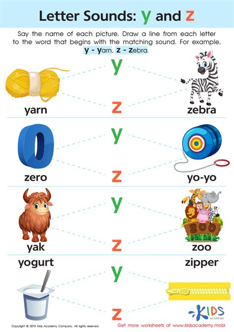 Letter Y And Z Sounds Worksheet Free Phonics Printable For Kids