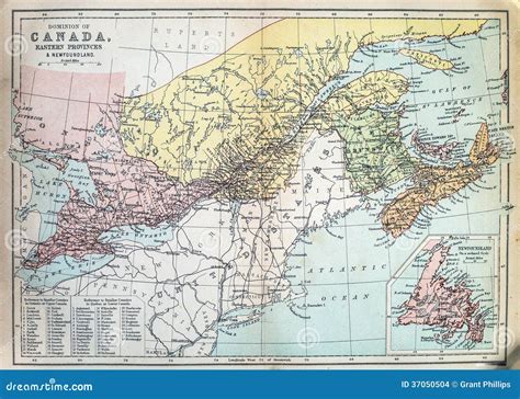 Antique Map Of Canada Stock Photo Image Of Newfoundland 37050504