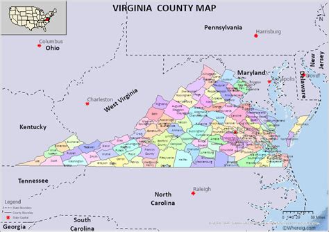 Virginia County Map List Of Counties In Virginia With Seats