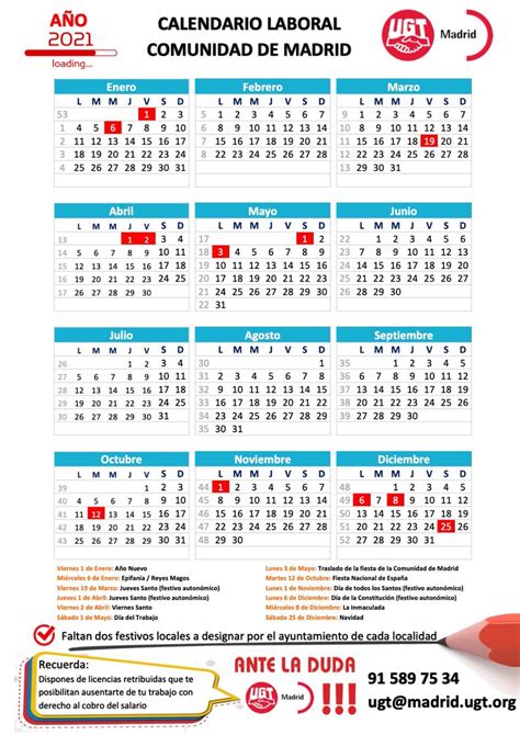 Calendario Laboral Madrid 2021 Calendario Apr 2021