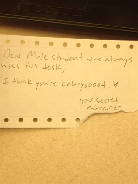 Almost 10 years ago, I found this note at the university library desk
