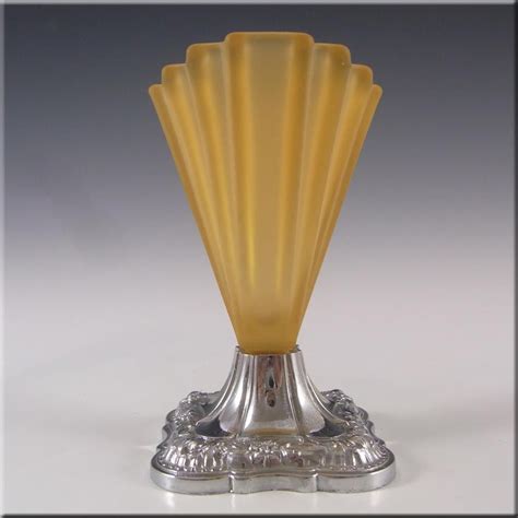 bagley art deco 4 5 amber glass and chrome grantham vase 334 £33 25 amber glass glass vase