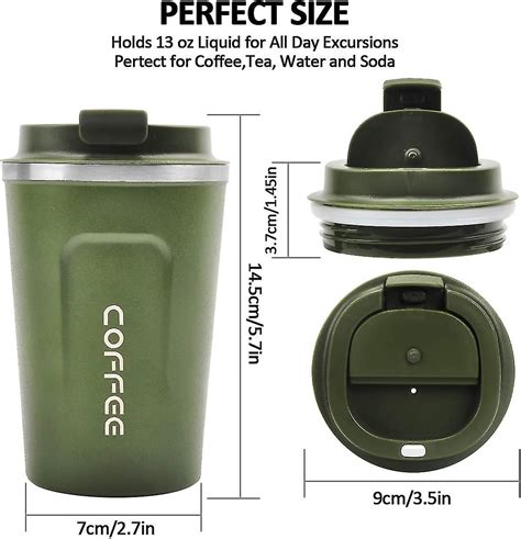 Green Coffee Mug Double Walled Vacuum Reusable Coffee Mug Eco Friendly