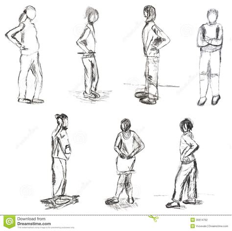 Children Drawing - Sketches Of People Motion Stock Illustration ...