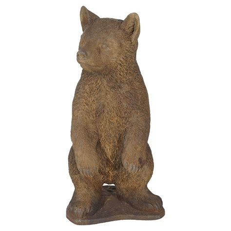 Bronzed Cast Hard Stone Woodland Standing Bear Cub Garden Statue For