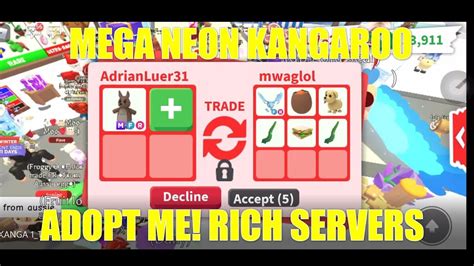 Mega Neon Kangaroo 12 Offers Adopt Me Rich Servers Youtube