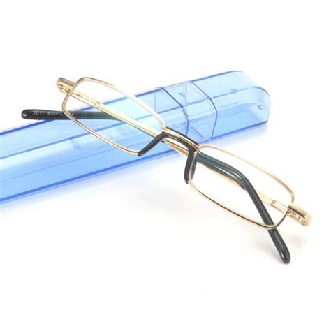 Comfy Rimless Reading Glasses Resin Clear Lens Womenandmen Portable Pen Tube Presbyopia