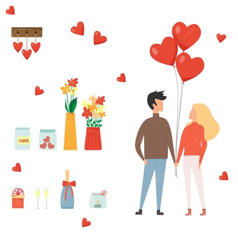 premium vector set of romantic icons love date valentine s day