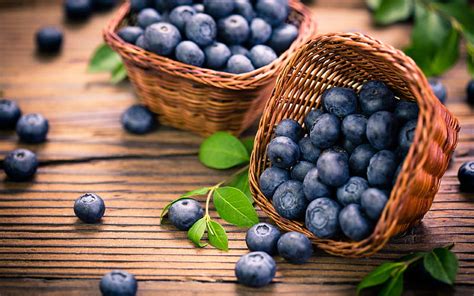 Blueberries In Baskets Bilberry Blueberry Berries Macro Fresh