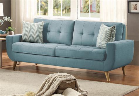 Homelegance Deryn 86 Sofa With Tufted Back Teal Fabric