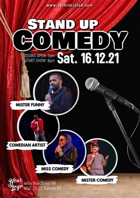 Stand Up Comedy Flyer Poster Microphone Artists Comedians In 2021