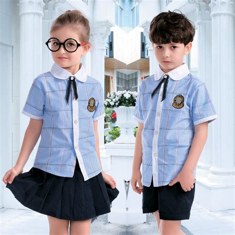 Kids School Uniform Children Short Sleeve School Suits Boys Girls Navy