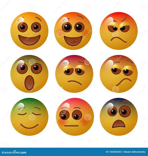 Emoticon Showing Basic Human Feelings And Emotions With Facial