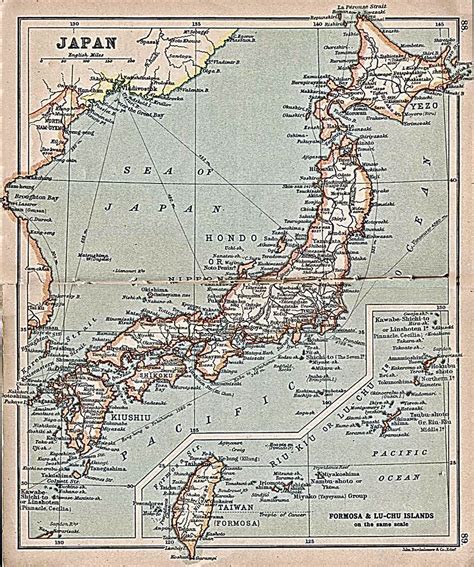 Large Detailed Old Map Of Japan With Roads And Cities 1911 Japan