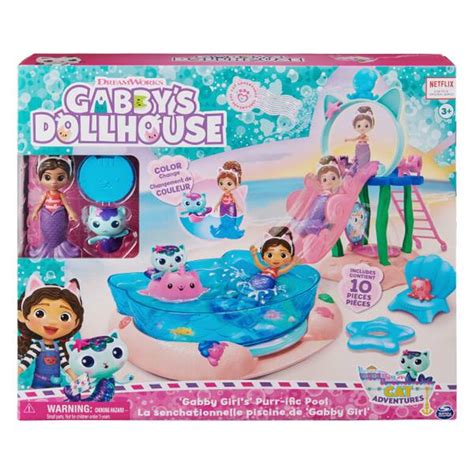 Gabbys Dollhouse Purr Ific Pool Playset With Gabby And Mercat Figures