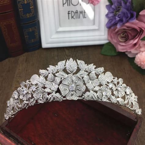 Paved Full Cubic Zircon Tiara Zirconia Princess Crown Cz Coroa Bridal