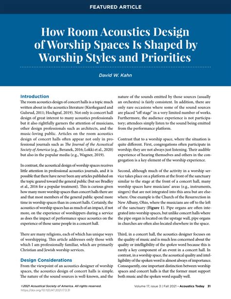 How Room Acoustics Design Of Worship Spaces Is Shaped By Worship Styles