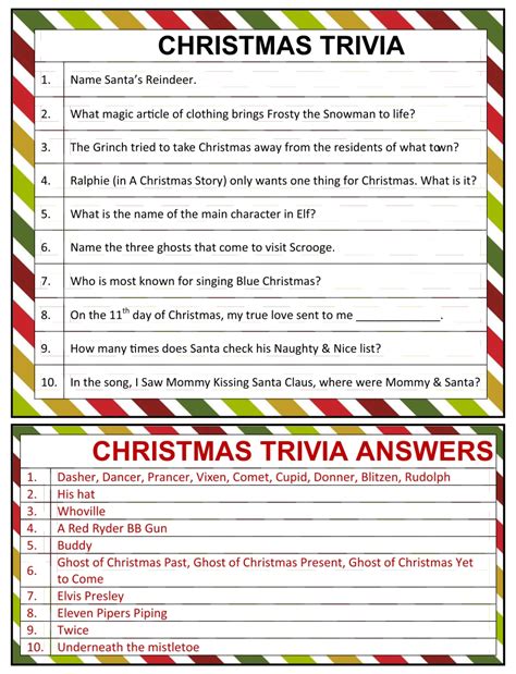 10 Best Easy Christmas Trivia Printable Printablee Co