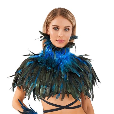tsseiatte women feather cape colorful gothic cape feather shawl costume for halloween cosplay