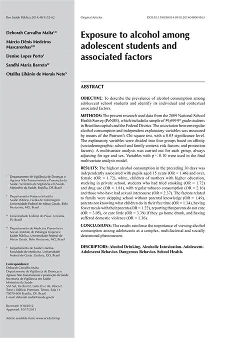 Pdf Exposure To Alcohol Among Adolescent Students And Associated