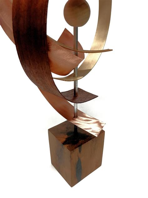 Jeff Linenkugel Mid Century Modern Inspired Wood And Copper Sculpture