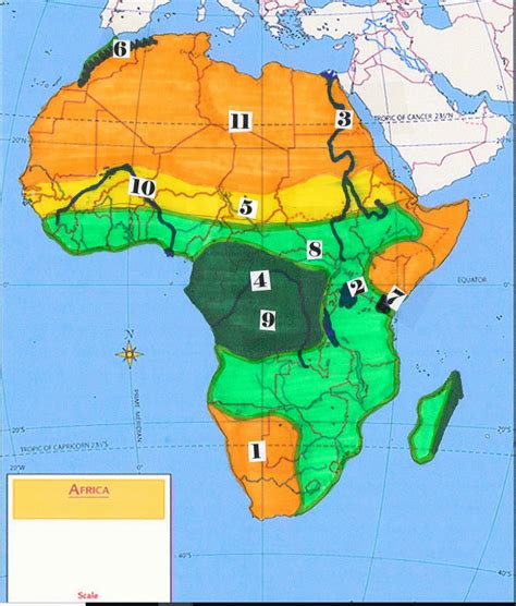 7th Grade World Geography Africa Physical Map Diagram Quizlet