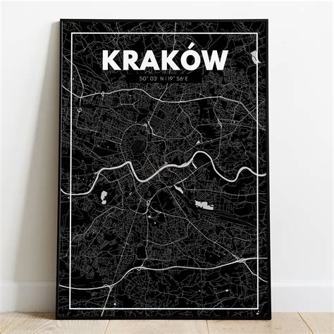 Plakat Mapa Kraków Czarna