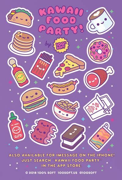 Kawaii Food Party Sticker Sheet สตกเกอร ดเดล ลายดเดล