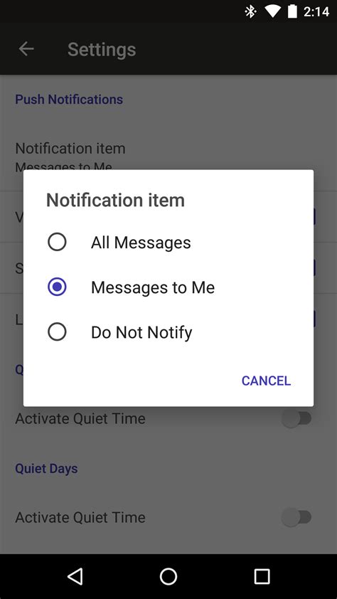 Mobile Push Notification Setting （android） Chatwork