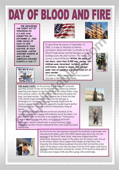 September 11th Esl Worksheet By Margax