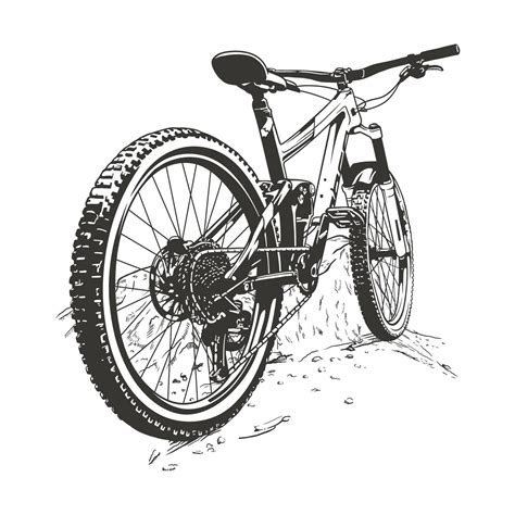 Mountain Bike Hand Drawn Vector Line Art Illustration 7286691 Vector