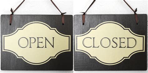 Business Signage Open Closed Sign Brown And Cream By