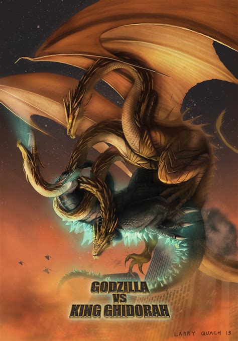 New Godzilla Vs King Ghidorah Poster Art By Larry Quach Godzilla Fan Artwork Image Gallery