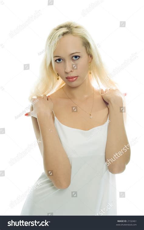 Beauty Blonde Girl Portrait On White Stock Photo 2132461 Shutterstock