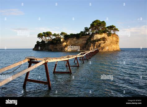 Agios Sostis Island And Bridge At Sunset Zakynthos Ionian Islands